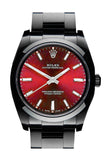 Rolex Black-pvd Oyster Perpetual Red Dial Stainless Steel Black Boc Coating Oyster Men's Watch 114300