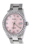 Rolex Custom Datejust 31mn 18k White Gold Diamond Bezel Ladies Watch 178274